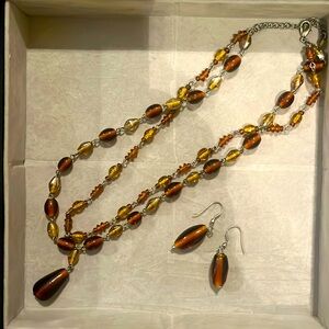 Vintage beaded necklace and earrings set